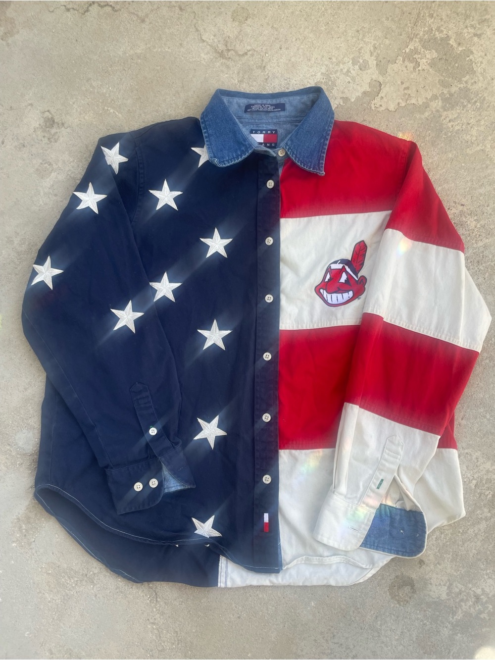 Tommy Hilfiger American flag Cleveland Indians kids button down